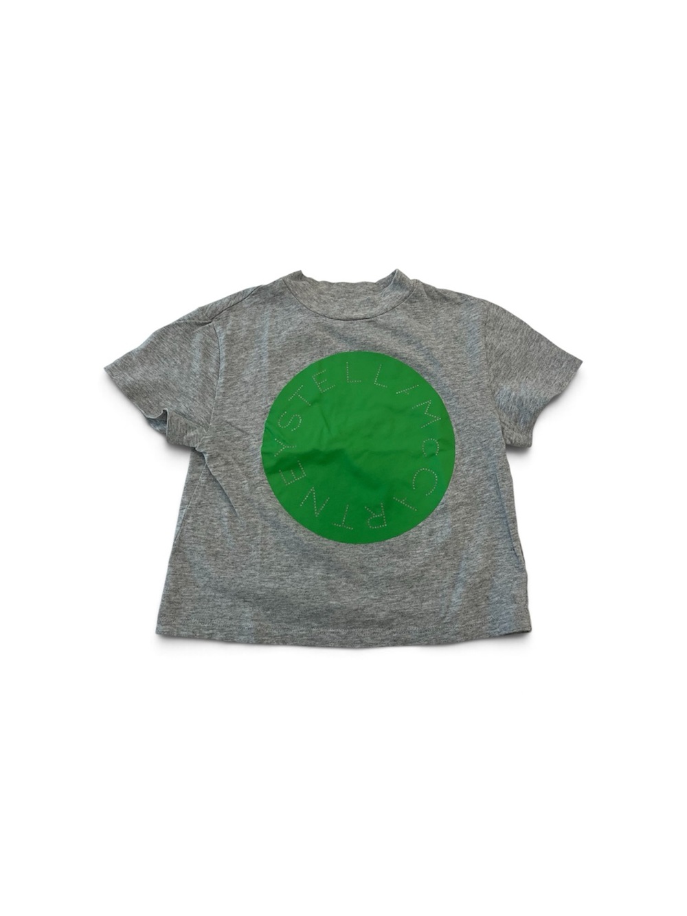 Stella McCartney Kids Gray Tee with Green Logo Disc